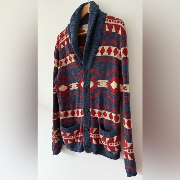 Ralph Lauren Denim & Supply Aztec Southwestern Cardigan Sweater Shawl Collar LG - Picture 2 of 6